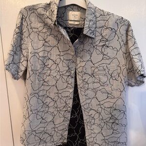 Billy Reid Black and Gray Patterned Men's Shirt